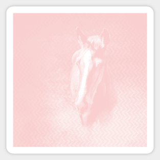 Horse emerging from the rose pink mist Sticker